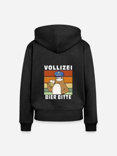 VOLLIZEI BIER BITTE - Frauen Premium Bio Zip Hoodie - Schwarz