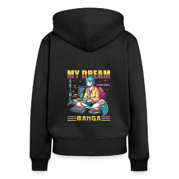Anime Gaming Manga - Sweat à capuche zippé Premium bio Femme - noir - Dos - Julia (174cm)