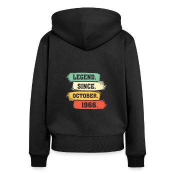 Légende depuis octobre 1966 - Sweat à capuche zippé Premium bio Femme - noir - Dos - Julia (174cm)