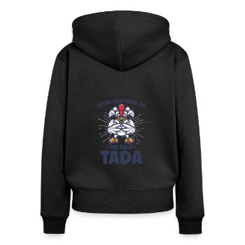 Poulet Fermier Cadeau Drôle Poulets Ferme de Campagne - Sweat à capuche zippé Premium bio Femme - noir - Dos - Julia (174cm)