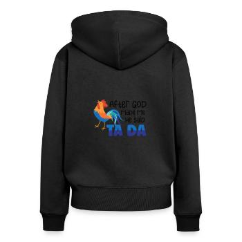Poulet Fermier Cadeau Drôle Poulets Ferme de Campagne - Sweat à capuche zippé Premium bio Femme - noir - Dos - Julia (174cm)