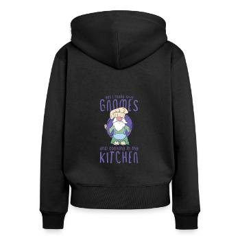 Cuisine Cuisinier Chef Gnomes Gnome Lover Drôle Gnome Gnome - Sweat à capuche zippé Premium bio Femme - noir - Dos - Julia (174cm)
