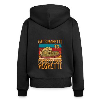 Eat Spaghetti To Forgetti Your Regretti 9 - Frauen Premium Bio Zip Hoodie - Schwarz - Hinten - Julia (174cm)