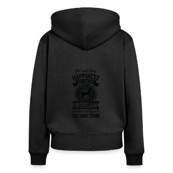 Reiten - Morgan Pferd - Frauen Premium Bio Zip Hoodie - Schwarz - Hinten - Julia (174cm)