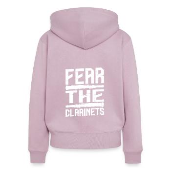 Fear The Clarinets 6 - Frauen Premium Bio Zip Hoodie - Altrosa - Hinten - Julia (174cm)