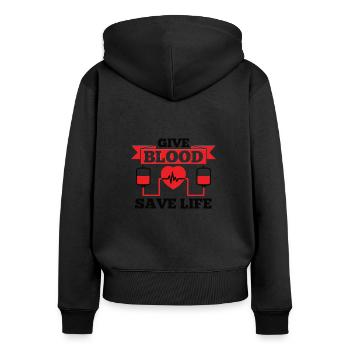 Blutspende Blutspenden Blutspender - Frauen Premium Bio Zip Hoodie - Schwarz - Hinten - Julia (174cm)