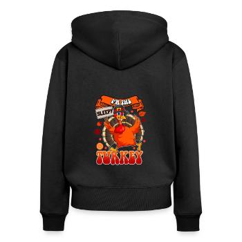 I'm The Sleepy Turkey - Frauen Premium Bio Zip Hoodie - Schwarz - Hinten - Julia (174cm)