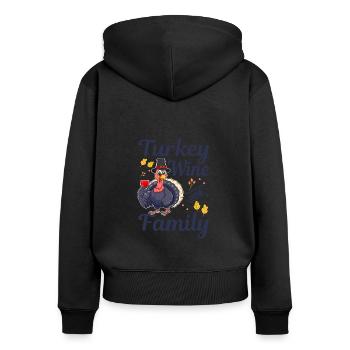 WTF Turkey Wine And Family Funny Thanksgiving - Women's Premium Organic Zip Hoodie - black - Back - Julia (174cm)