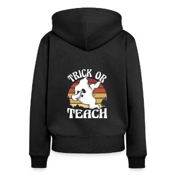 Trick Or Teach Lehrer Halloween - Frauen Premium Bio Zip Hoodie - Schwarz - Hinten - Julia (174cm)
