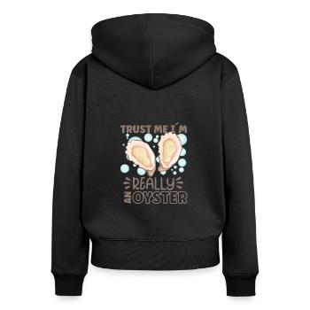 Auster-liebhaber Lustige Auster Auster Shucker - Frauen Premium Bio Zip Hoodie - Schwarz - Hinten - Julia (174cm)