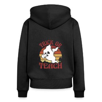 Trick Or Teach Lehrer Halloween - Frauen Premium Bio Zip Hoodie - Schwarz - Hinten - Julia (174cm)