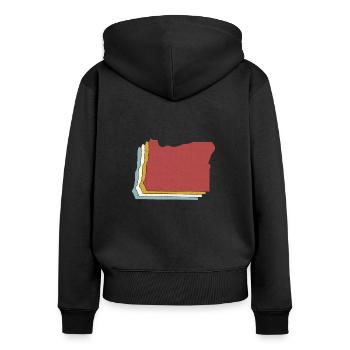 USA State - Vintage Map Oregon - Women's Premium Organic Zip Hoodie - black - Back - Julia (174cm)