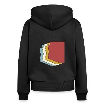 USA-Staat - Vintage Karte Arizona - Frauen Premium Bio Zip Hoodie - Schwarz - Hinten - Julia (174cm)