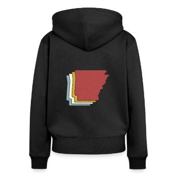 US State - Vintage Map Arkansas - Women's Premium Organic Zip Hoodie - black - Back - Julia (174cm)