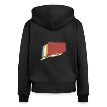 USA State - Vintage Map Connecticut - Women's Premium Organic Zip Hoodie - black - Back - Julia (174cm)