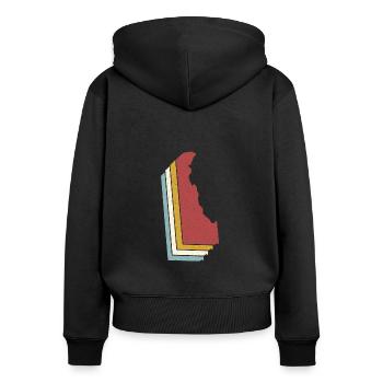 USA State - Vintage Map Delaware - Frauen Premium Bio Zip Hoodie - Schwarz - Hinten - Julia (174cm)