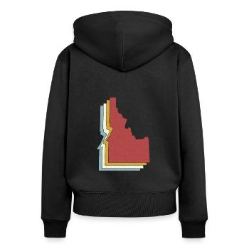 USA State - Vintage Map Idaho - Frauen Premium Bio Zip Hoodie - Schwarz - Hinten - Julia (174cm)