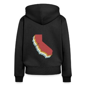 US State - Vintage Map California - Women's Premium Organic Zip Hoodie - black - Back - Julia (174cm)