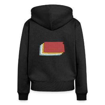 USA State - Vintage Map Kansas - Frauen Premium Bio Zip Hoodie - Schwarz - Hinten - Julia (174cm)