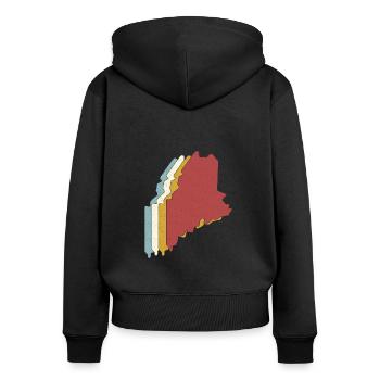 USA State - Vintage Map Maine - Frauen Premium Bio Zip Hoodie - Schwarz - Hinten - Julia (174cm)