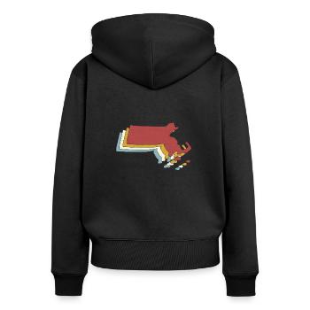 USA State - Vintage Map Massachusetts - Frauen Premium Bio Zip Hoodie - Schwarz - Hinten - Julia (174cm)