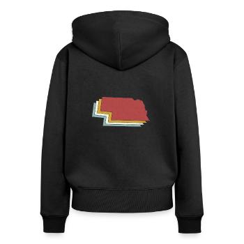 État des États-Unis - Carte vintage Nebraska - Sweat à capuche zippé Premium bio Femme - noir - Dos - Julia (174cm)