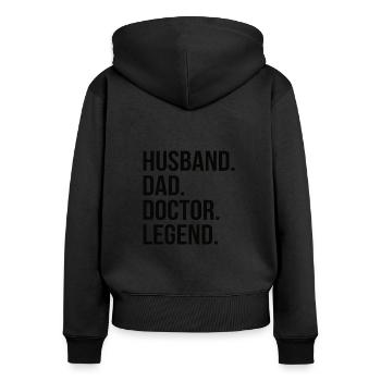 Papa Père Docteur Docteur Docteur Mari Légende - Sweat à capuche zippé Premium bio Femme - noir - Dos - Julia (174cm)