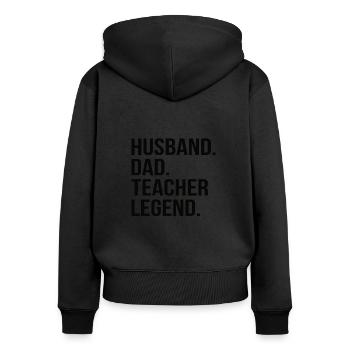 Père Enseignant Fête des pères Apprendre Mari Papa École - Sweat à capuche zippé Premium bio Femme - noir - Dos - Julia (174cm)