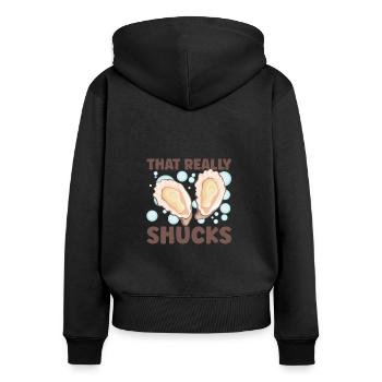Auster-liebhaber Lustige Auster Auster Shucker - Frauen Premium Bio Zip Hoodie - Schwarz - Hinten - Julia (174cm)
