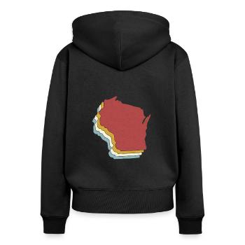 USA State - Vintage Map Wisconsin - Frauen Premium Bio Zip Hoodie - Schwarz - Hinten - Julia (174cm)