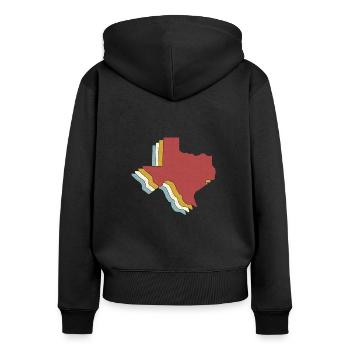 État américain - Carte vintage Texas - Sweat à capuche zippé Premium bio Femme - noir - Dos - Julia (174cm)
