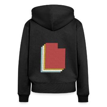 U.S. State - Vintage Map Utah - Women's Premium Organic Zip Hoodie - black - Back - Julia (174cm)
