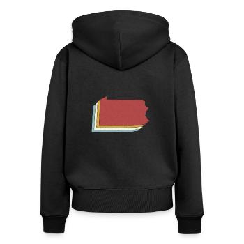 État des États-Unis - Carte vintage Pennsylvanie - Sweat à capuche zippé Premium bio Femme - noir - Dos - Julia (174cm)