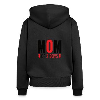 Mama Von Zwei Jungs Mutter Muttertag - Frauen Premium Bio Zip Hoodie - Schwarz - Hinten - Julia (174cm)