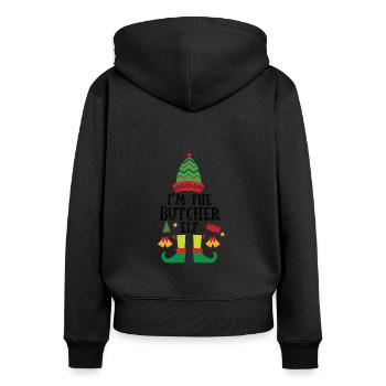 Weihnachtsgeschenk Metzger Fleischer Metzgerei - Frauen Premium Bio Zip Hoodie - Schwarz - Hinten - Julia (174cm)
