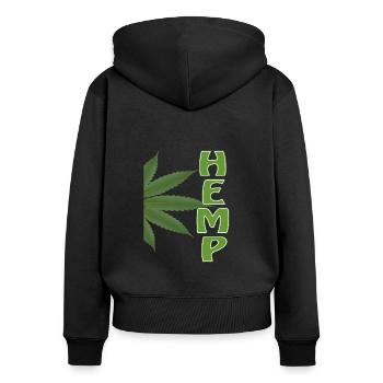 HEMP - Frauen Premium Bio Zip Hoodie - Schwarz - Hinten - Julia (174cm)