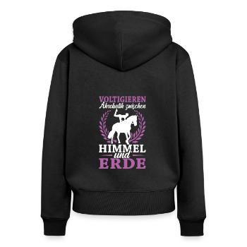Voltigieren - Frauen Premium Bio Zip Hoodie - Schwarz - Hinten - Julia (174cm)