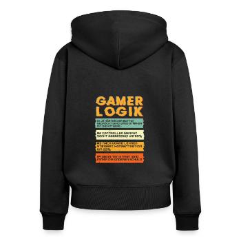 Gamer Logic Gaming - Women's Premium Organic Zip Hoodie - black - Back - Julia (174cm)
