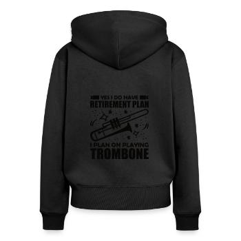 Trompette, orchestre, musiciens, trompettistes, musique de fanfare - Sweat à capuche zippé Premium bio Femme - noir - Dos - Julia (174cm)