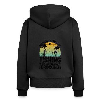 Therapie Angeln See Karpfen Angler Fischer Köder - Frauen Premium Bio Zip Hoodie - Schwarz - Hinten - Julia (174cm)