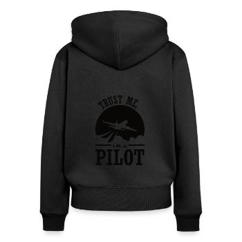 Pilot Flugzeug fliegen Flugsport Geschenkidee - Frauen Premium Bio Zip Hoodie - Schwarz - Hinten - Julia (174cm)