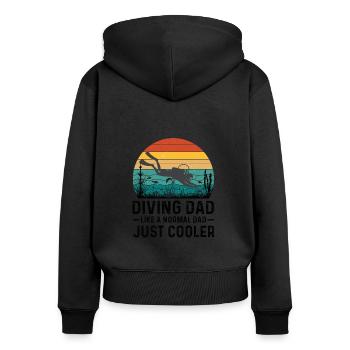 Plongeur Papa Père Plongée sous-marine Fête des pères - Sweat à capuche zippé Premium bio Femme - noir - Dos - Julia (174cm)