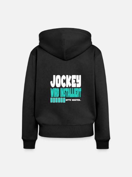Jockey wird installiert - Frauen Premium Bio Zip Hoodie - Schwarz