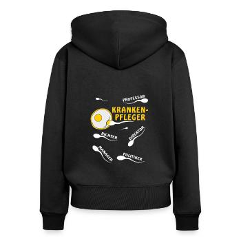 KRANKENPFLEGER - Frauen Premium Bio Zip Hoodie - Schwarz - Hinten - Julia (174cm)