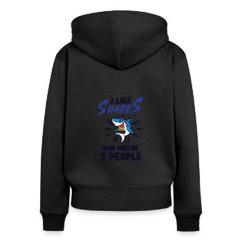 Requin Océan Predator Créature Marine - Sweat à capuche zippé Premium bio Femme - noir - Dos - Julia (174cm)