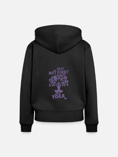 Ja, aber zuerst Yoga - Frauen Premium Bio Zip Hoodie - Schwarz