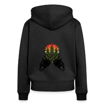 Chainsaw Axe Forester Lumberjack Saw Chain - Women's Premium Organic Zip Hoodie - black - Back - Julia (174cm)