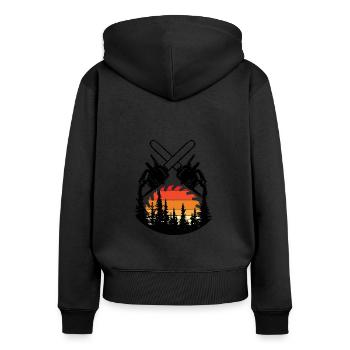 Tronçonneuse Axe Forester Bûcheron Scie Chaîne - Sweat à capuche zippé Premium bio Femme - noir - Dos - Julia (174cm)