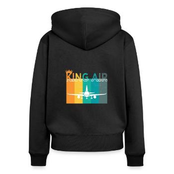 Pilot Flugzeug fliegen Flugsport Geschenkidee - Frauen Premium Bio Zip Hoodie - Schwarz - Hinten - Julia (174cm)