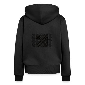 Chemise forgeron Métallurgiste Enclume Cutler - Sweat à capuche zippé Premium bio Femme - noir - Dos - Julia (174cm)